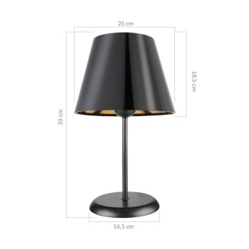 Lampada da tavolo Verda ASZ1212 in metallo e paralume tessuto nero