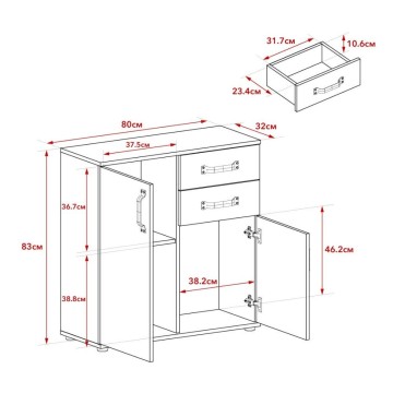 Credenza Mosso MO2 colore rovere e bianco