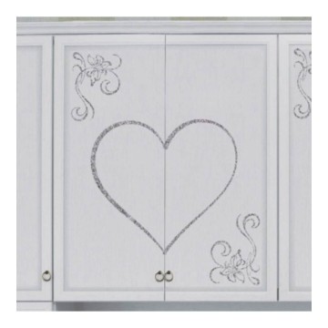 Cameretta a ponte Branca bianco frassino con serigrafia a cuore glitterata