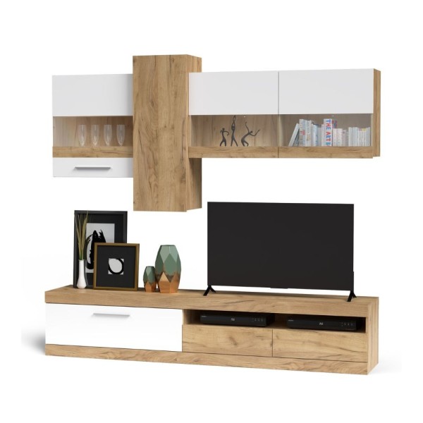 Parete attrezzata Tokio colore rovere e bianco Parete attrezzata Tokio colore rovere e bianco