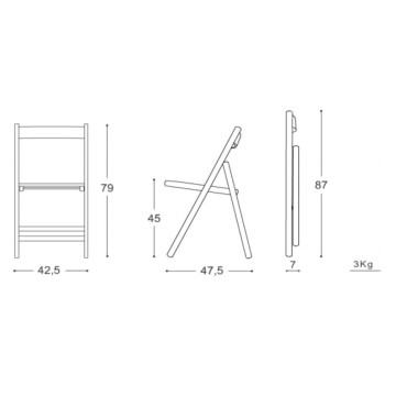 Sedia pieghevole Penelope in legno  noce
