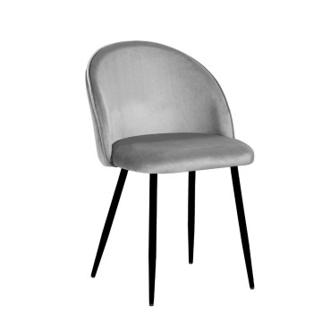 Sedia Despina in tessuto colore grigio e gambe in metallo nero