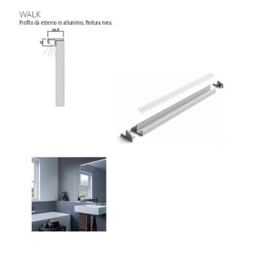 Profilo illuminazione LED Walk bagno 800 mm nero opaco