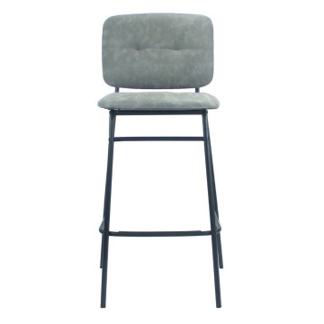 Sgabello Ross in ecopelle grigio con gambe nere