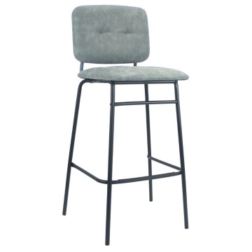 Sgabello Ross in ecopelle grigio con gambe nere