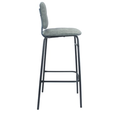 Sgabello Ross in ecopelle grigio con gambe nere