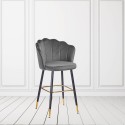Set 2 Sgabelli velluto grigio Estro con struttura nera e terminali dorati