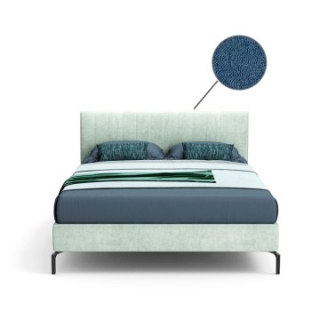 Letto matrimoniale blu con contenitore Aki