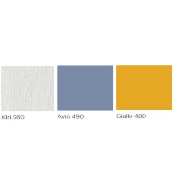 Cameretta soppalco con 3 letti kiri avio e giallo - Milly