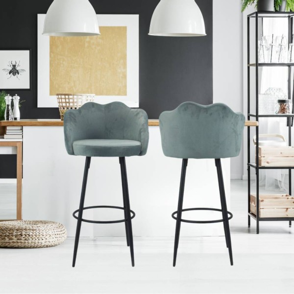 Sgabello conchiglia velluto grigio Orel - Toscohome Sgabello conchiglia velluto grigio Orel - Toscohome