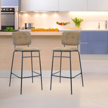 Sgabello velluto cappuccino e gambe nere - Ross | Toscohome