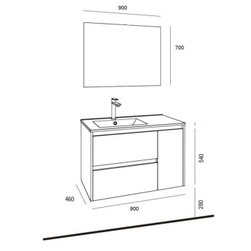 Mobile bagno sospeso 90 cm color rovere con lavabo  - Resia