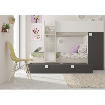 Letto a castello Climb con letto estraibile e armadio