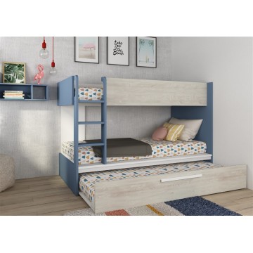 Letto Castello Space Bianco e Azzurro con Letto Estraibile