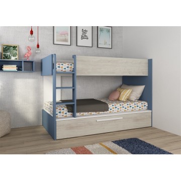 Letto Castello Space Bianco e Azzurro con Letto Estraibile
