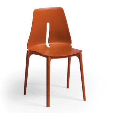 Sedia Oblong in polipropilene rosso mattone per interni ed esterni