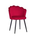 Set 4 sedie Omni velluto rosso con gambe metallo nero
