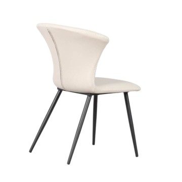 Sedia con gambe in metallo nero e schienale avvolgente beige Core