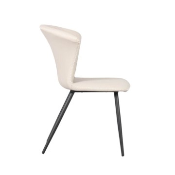 Sedia con gambe in metallo nero e schienale avvolgente beige Core