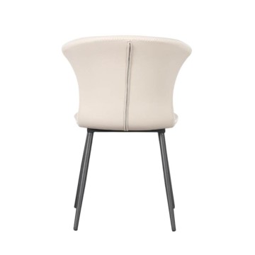 Sedia con gambe in metallo nero e schienale avvolgente beige Core