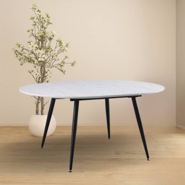 Tavolo rotondo allungabile bianco con gambe nere Cordelia 120x120x75
