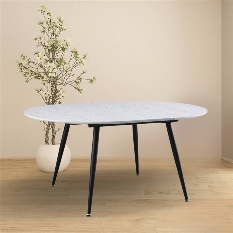Tavolo rotondo 120x120 cm allungabile colore bianco con gambe nere