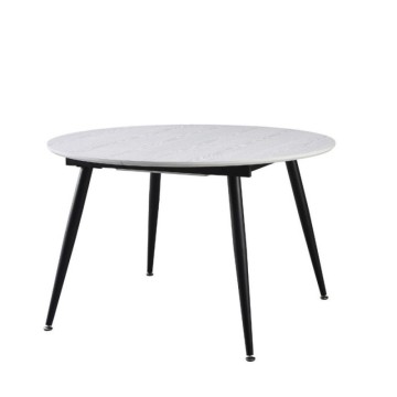 Tavolo rotondo allungabile bianco con gambe nere Cordelia 120x120x75