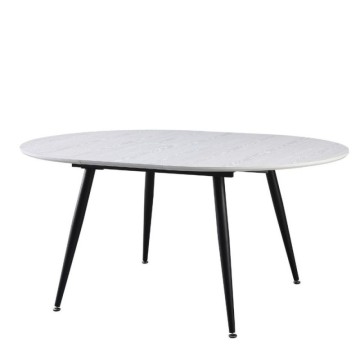 Tavolo rotondo allungabile bianco con gambe nere Cordelia 120x120x75