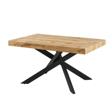 Tavolo rettangolare allungabile piano rovere e base nera Belinda 160x90x75
