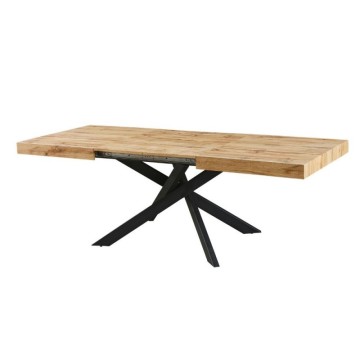 Tavolo rettangolare allungabile piano rovere e base nera Belinda 160x90x75