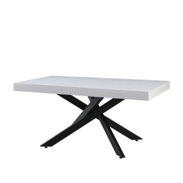 Tavolo rettangolare allungabile piano bianco e base nera Belinda 160x90x75