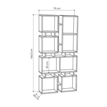 Libreria bifacciale bianca Rail 79x166,5