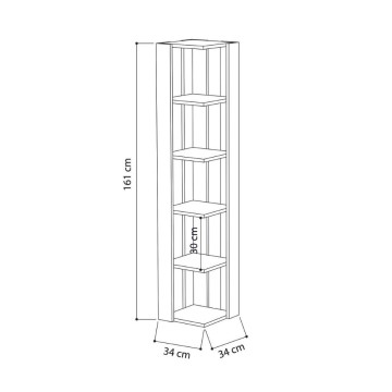 Libreria angolare tortora 5 ripiani 34x34x161 Nati