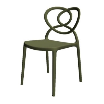 Sedia polipropilene verde oliva schienale a cuore Lovely