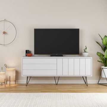 Porta TV bianco con due ante a ribalta Piccadilly 139x36x57