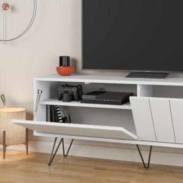 Porta TV bianco con due ante a ribalta Piccadilly 139x36x57