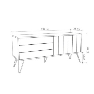 Porta TV bianco con due ante a ribalta Piccadilly 139x36x57