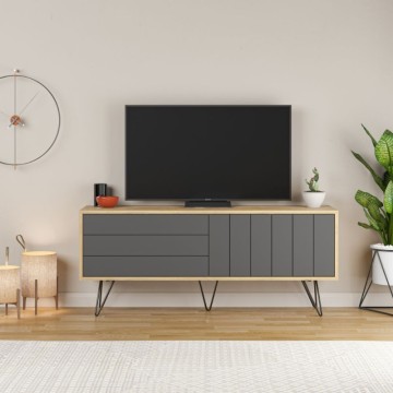 Porta TV rovere antracite con due ante a ribalta Piccadilly 139x36x57