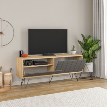 Porta TV rovere antracite con due ante a ribalta Piccadilly 139x36x57