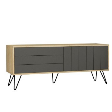 Porta TV rovere antracite con due ante a ribalta Piccadilly 139x36x57