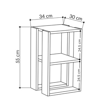 Comodino due ripiani rovere Lonie 34x30x55h