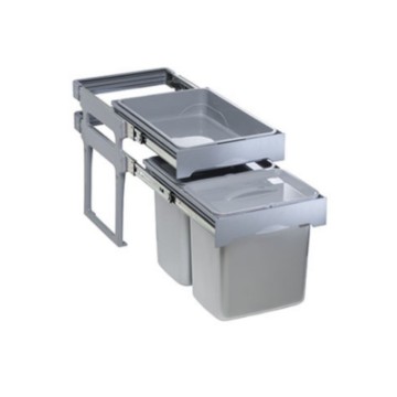 Pattumiera estraibile 2 contenitori e 1 vassoio Tank40 grigio canna di fucile
