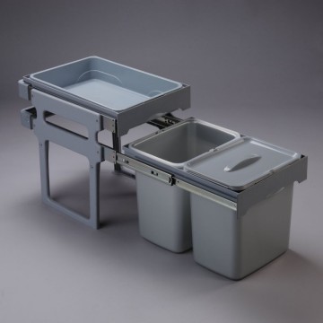 Pattumiera estraibile 2 contenitori e 1 vassoio Tank40 grigio canna di fucile