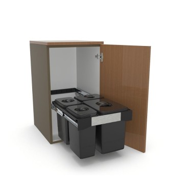 Pattumiera estraibile 4 contenitori Freejazz62453 grigio