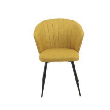 Sedia Elegante Tessuto Giallo e Piedi Neri - Krid