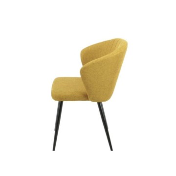 Sedia Elegante Tessuto Giallo e Piedi Neri - Krid