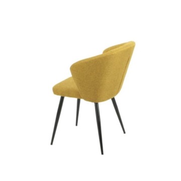 Sedia Elegante Tessuto Giallo e Piedi Neri - Krid