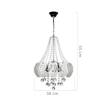 Lampada da soffitto Yon MDL3973 argento vetro decorato e pietre effetto cristallo