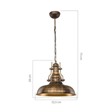 Lampada a sospensione Tarus stile industriale oro antichizzato MDL4468