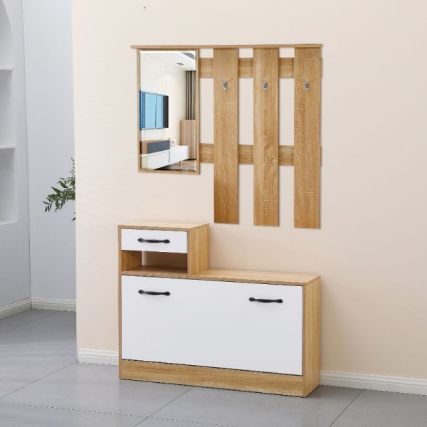 Mobile ingresso rovere con scarpiera e specchio Vesty